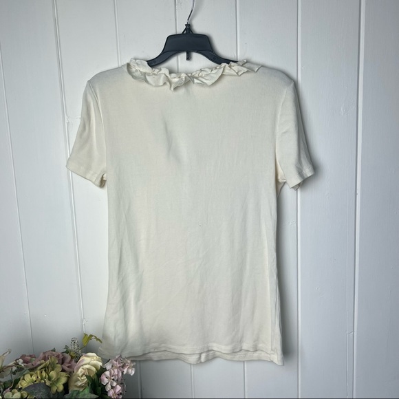 Ralph Lauren Short Sleeve Ruffle front Top - Picture 2 of 6
